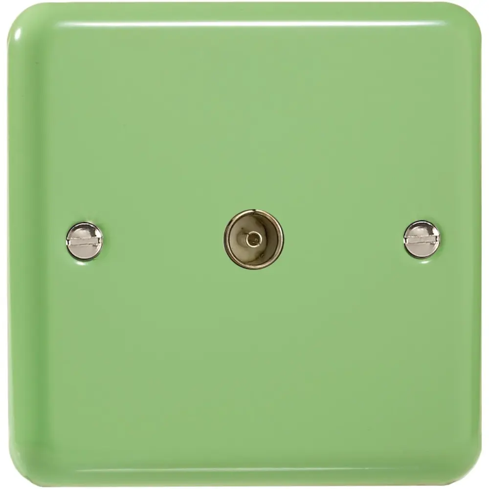 Varilight 1-Gang (Single), Co-axial TV Socket, Vintage Lily Beryl Green XY8.BG
