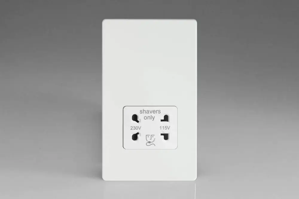 Varilight XDQSSWS Shaver Socket Metal Premium White Hallway or Stairway