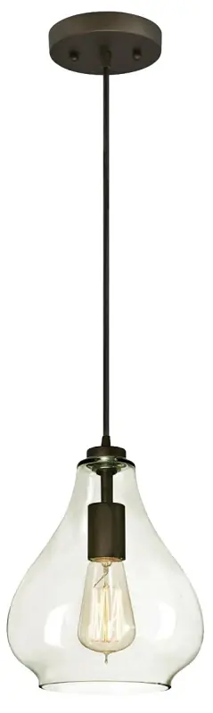 Westinghouse 6102600 Variable Mini Pendant, 1-Lamp, Oil-Rubbed Bronze Fixture, Clear Color