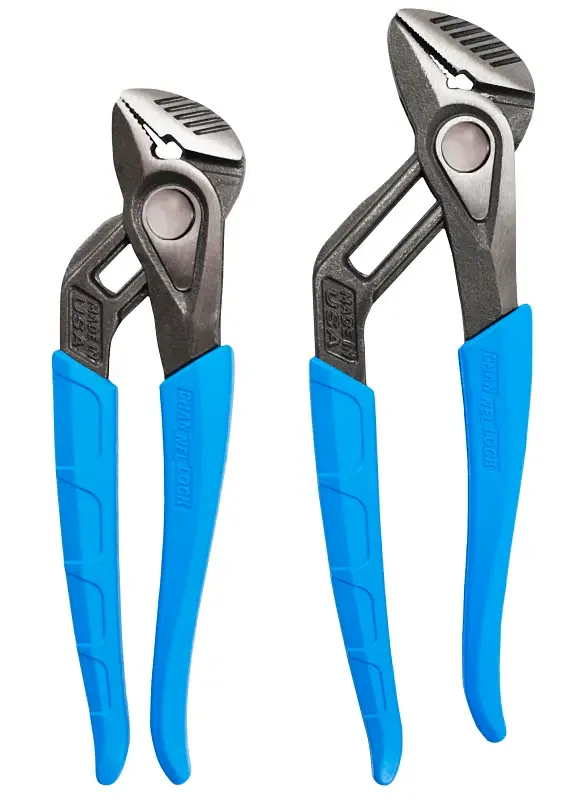 Channellock SpeedGrip Series GS-1X Tongue and Groove Plier Place, 2-Piece, HCS, Blue, Specifications: 2 Jaw Capacity