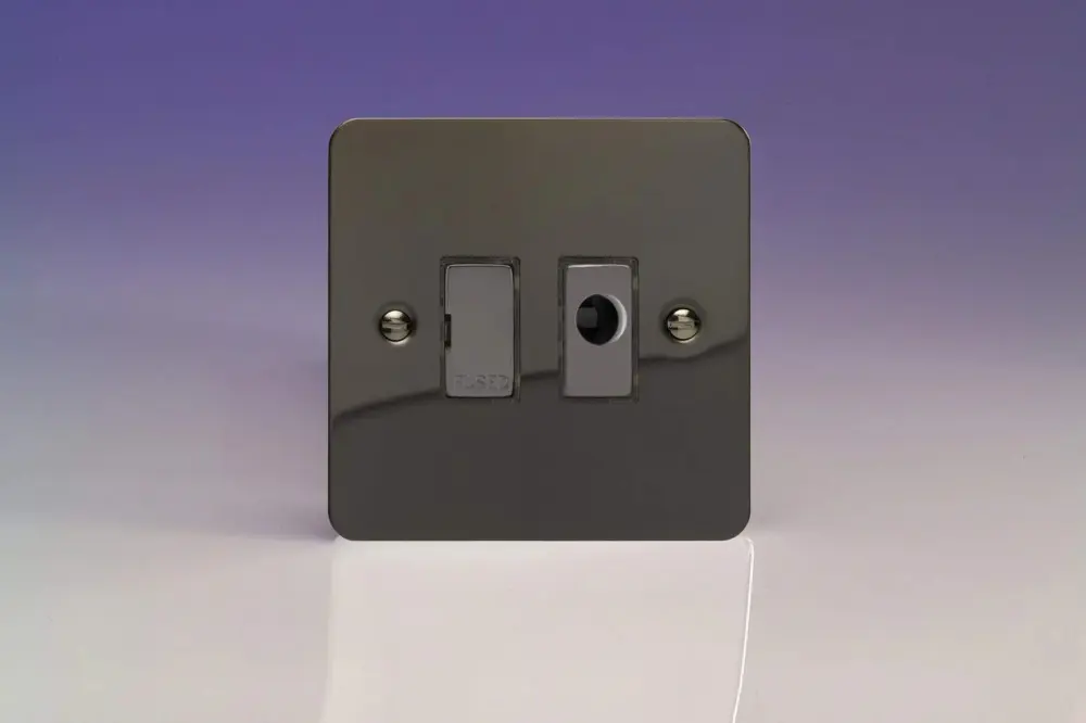 Varilight 13A Unswitched Fused Spur + Flex Outlet Steel Inserts Iridium XFI6UFOD