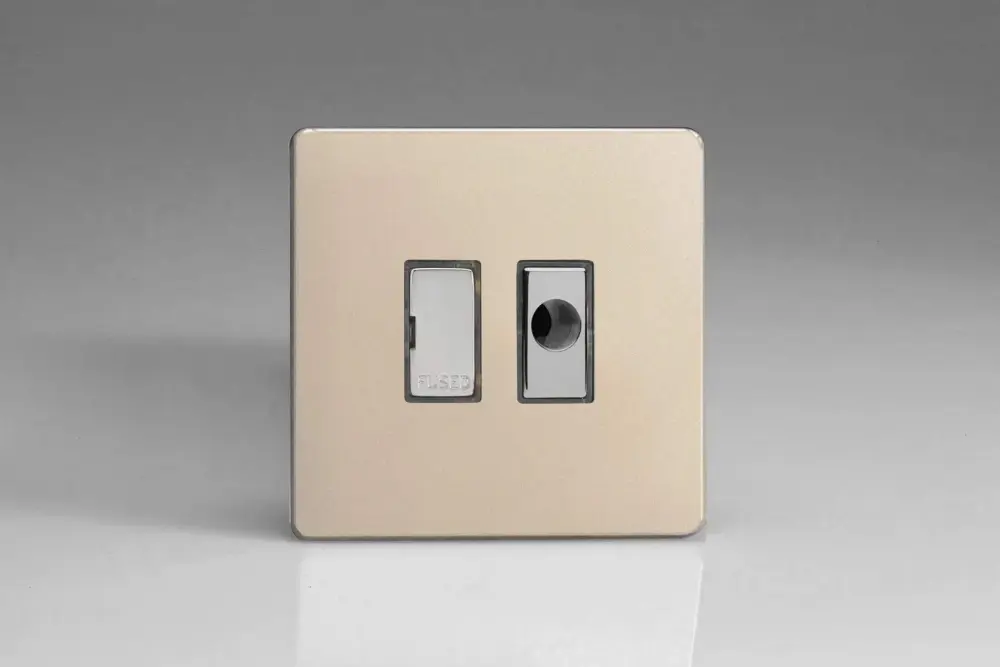 Varilight 13A Unswitched Fused Spur + Flex Outlet Alloy Inserts Satin Chrome XDN6UFODS