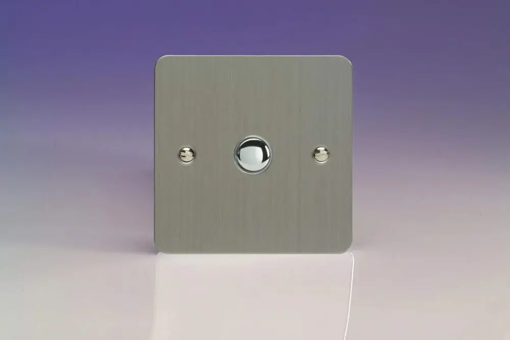 Varilight 1-Gang 6A 1- or 2-Way Push-On/Off Impulse Switch Brushed Reinforced XFSP1
