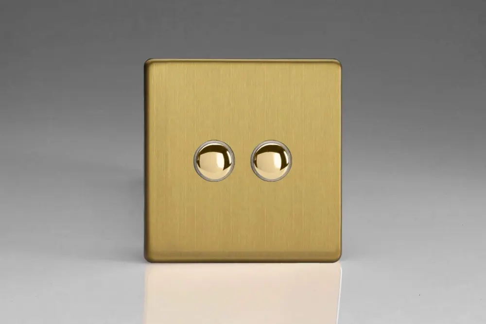 Varilight 2-Gang 6A 1-Way Push-to-Make Momentary Switch Matte Brass XDBM2S