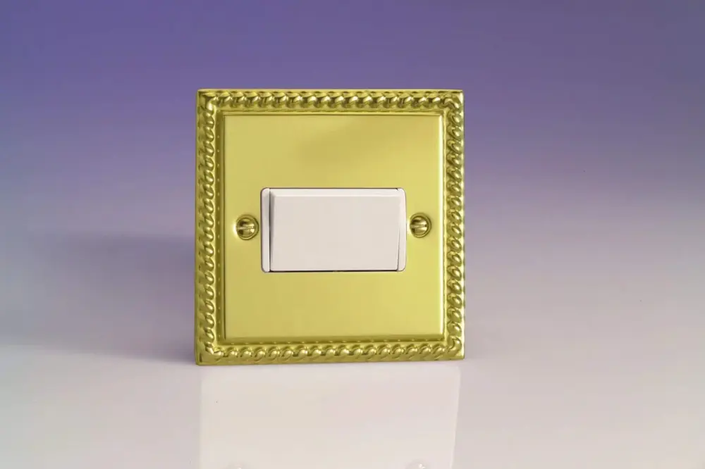 Varilight Timeless Georgian Brass Fan Isolator Switch White Insert XGFIW 10-Year Warranty