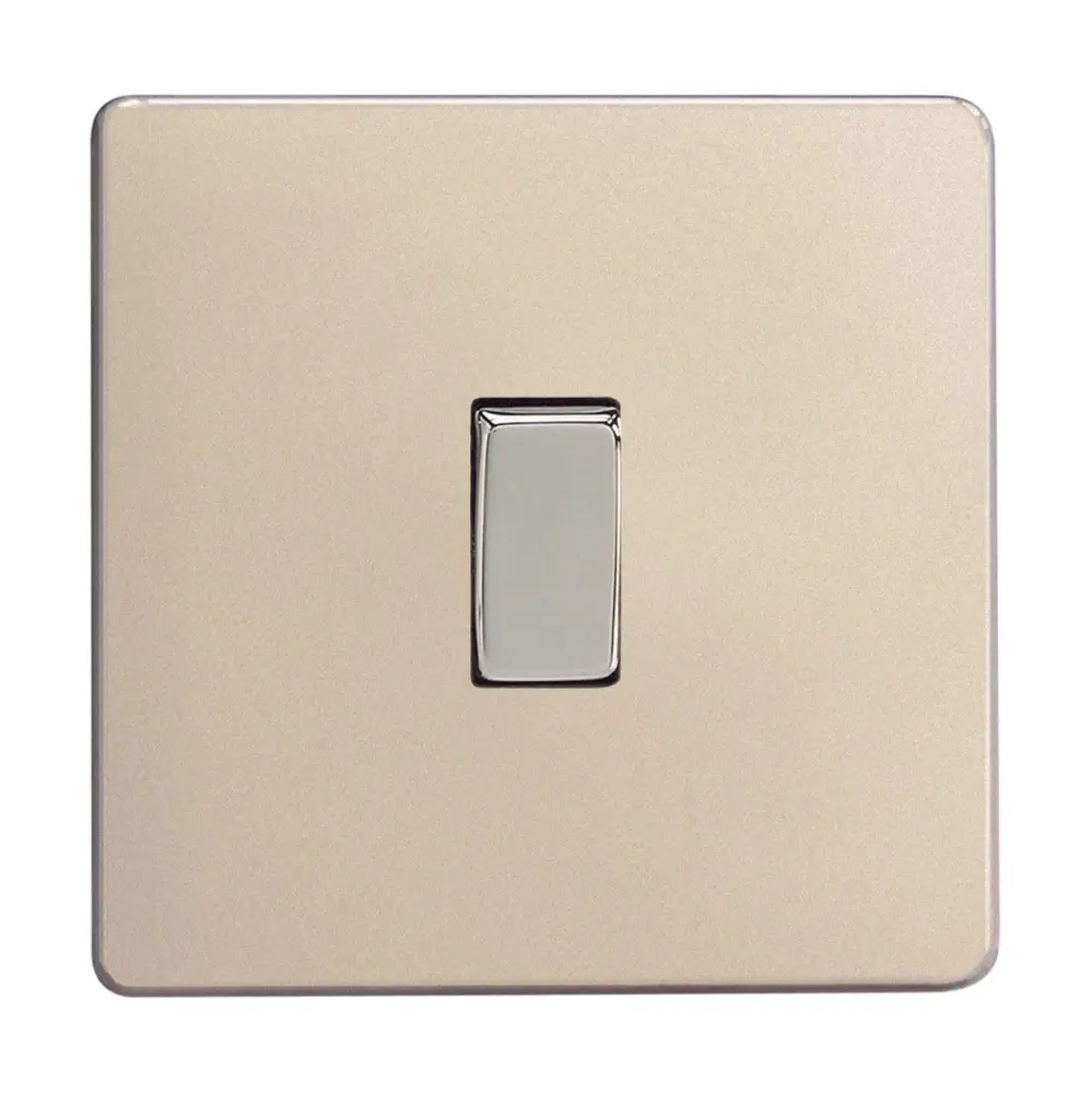 Varilight XDNBP1S Screwless Satin Chromium 1-Gang 6A 1-Way Push Retractive Momentary Switch