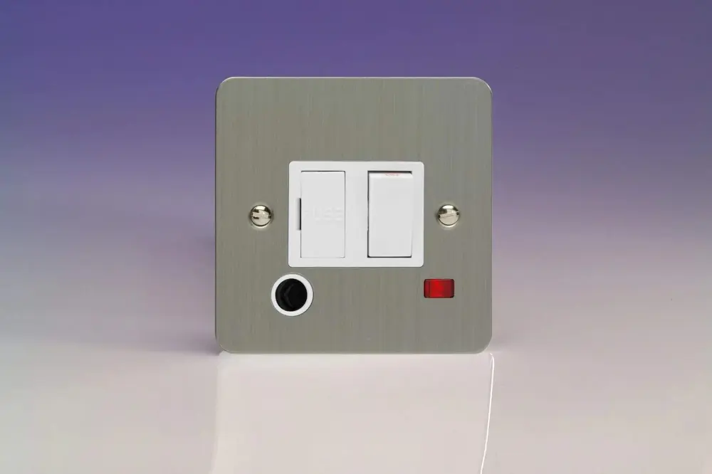 Varilight XFS6FONW 13A Switched Fuse Spur Brushed Chromed Neon & Flex Outlet White Insert