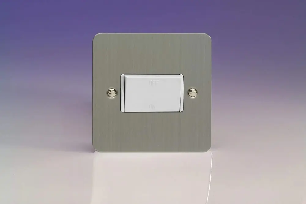 Varilight XFSFIW Fan Isolator Switch (3 Pole) Brushed Steel Alabaster Insert