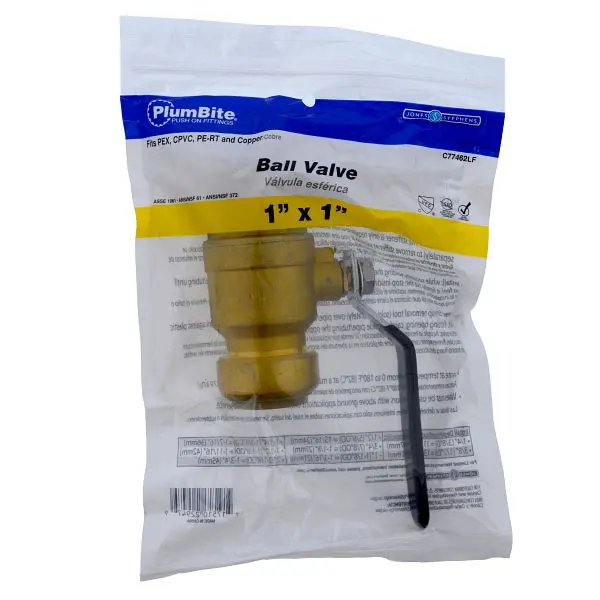 Jones Rust-Resistant Stephens 1" (Bagged) PlumBite Push On Ball Valve, Lead Free, C77462LF Jones Stephens