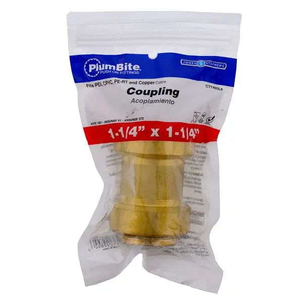 Jones Stephens 1-1/4" (Bagged) PlumBite Push On Compression Coupling, Lead Free, C77403LF