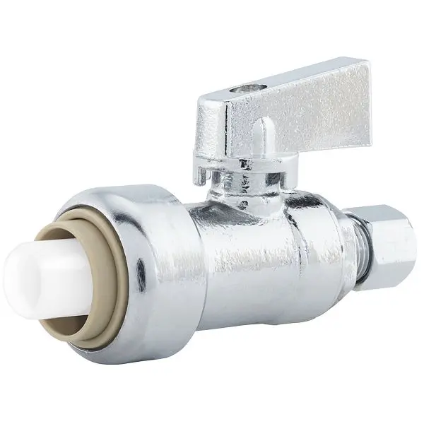 Jones Stephens 1/2" x 3/8" OD COMP PlumBite Push On Provide Stop, Straight, Lead Free, C76570LF