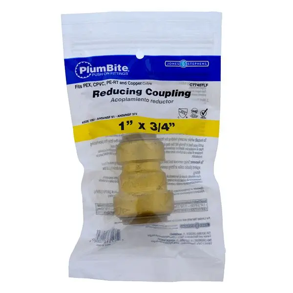Jones Stephens 1" x 3/4" (Bagged) PlumBite Push On Crimsonucing Repair Coupling, Lead Free, C77407LF