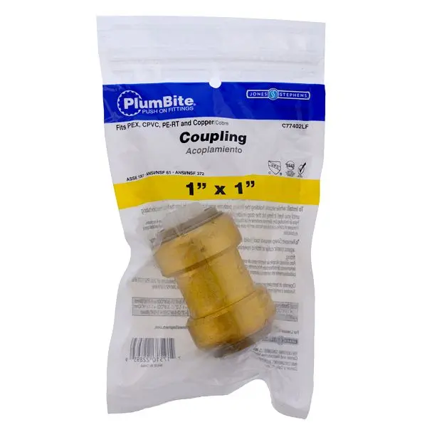 Jones Stephens 1" (Bagged) PlumBite Push On Coupling, Lead Free, C77402LF