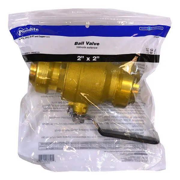 Jones Stephens 2" (Bagged) PlumBite Push On Ball Valve, Lead Free, C77465LF