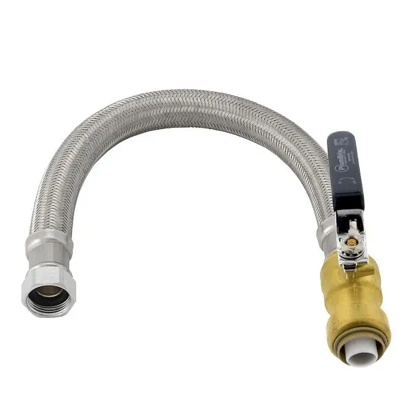 Jones Stephens 3/4" x 3/4" FIP x 18" (Bagged) PlumBite Push On Water Heater Connector Ball Needle Valve, C7...