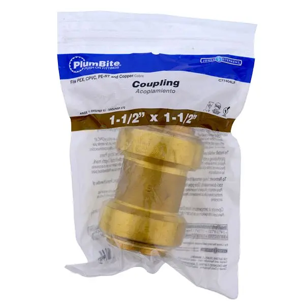 Jones Versatile Stephens 1-1/2" (Bagged) PlumBite Push On Coupling, Lead Free, C77404LF Jones Stephens