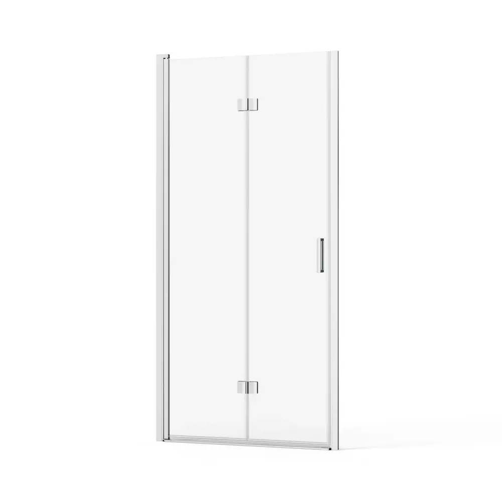 Bifold Frameless Glass Shower Door Pivot Swing Panel, Tempered Distinct Glass