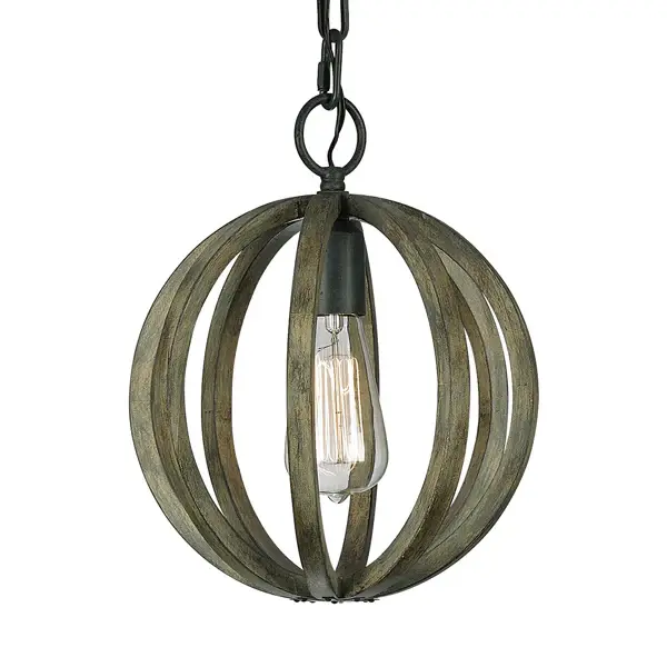 Allier Pendant Portable - Oak Wood & Antique Forged Iron