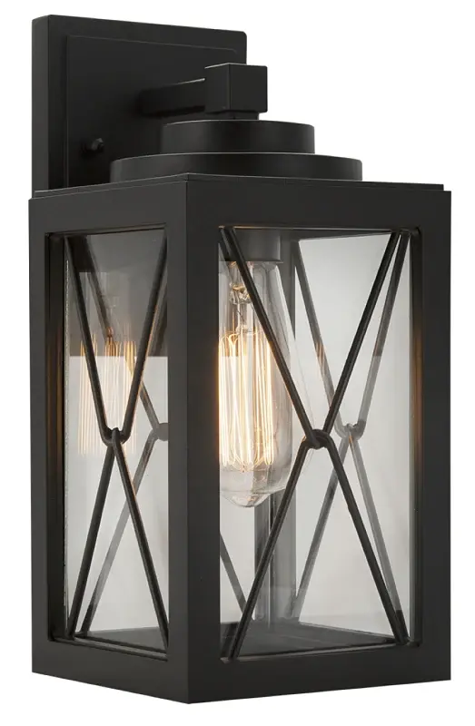 Boston Harbor 0387-WD Outdoor Wall Lantern, 120 V, 60 W, Aluminum Fixture, Onyx Fixture, Matte Fixture