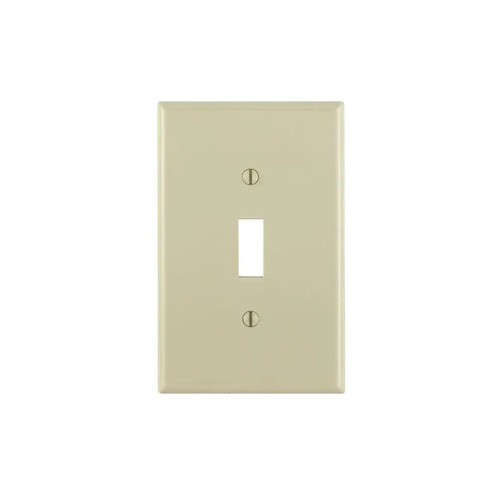 PJ1-I Leviton 1-Gang Toggle Wallplate, Midway Size, Device Position - Ivory