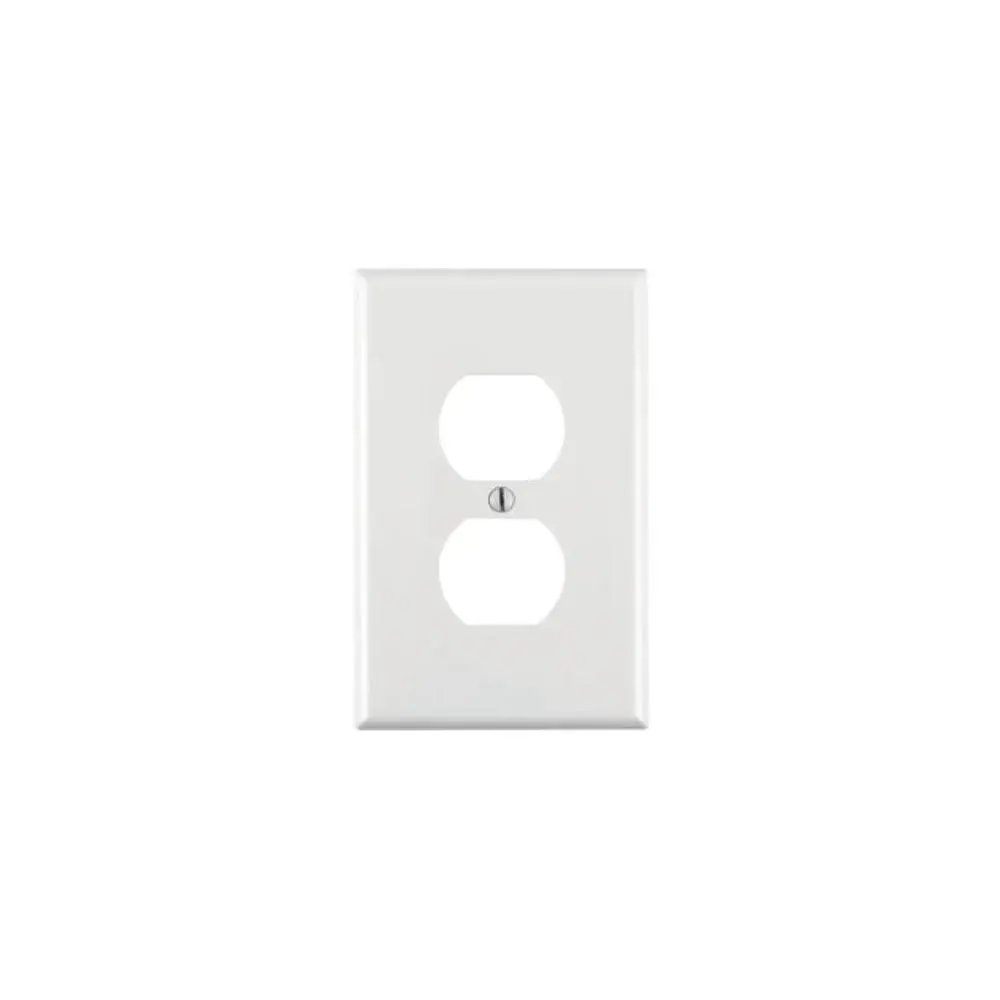 Post Mount PJ8-W Leviton 1-Gang Duplex Device Receptacle Wallplate, Midway Size, Thermoplastic Nylon, Device Mount - Ivory