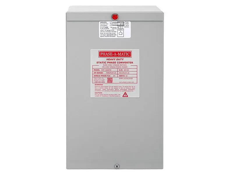 Phase--Matic Custom 20 to 30 HP Static Phase Converter, Heavy Duty, PAM-3600HD