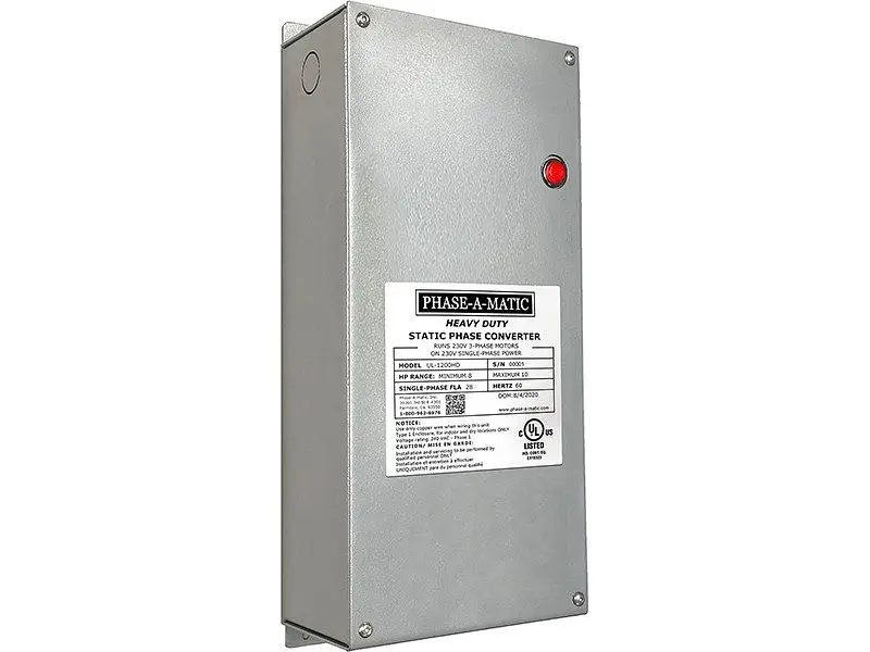 Phase--Matic Reflective 8 to 10 HP Static Phase Converter, UL Certified, Heavy Duty, UL-1200HD