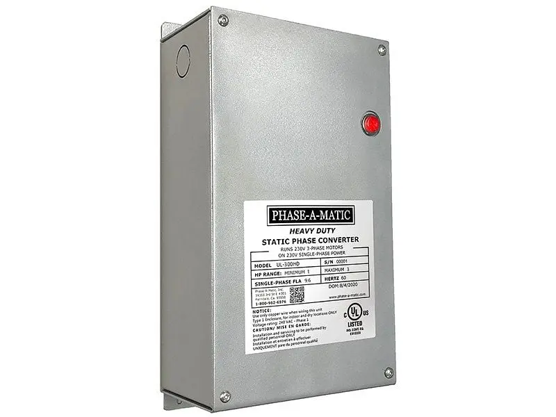 Phase--Matic 1 to 3 HP Static Phase Converter, UL Certified, Heavy Duty, UL-300HD