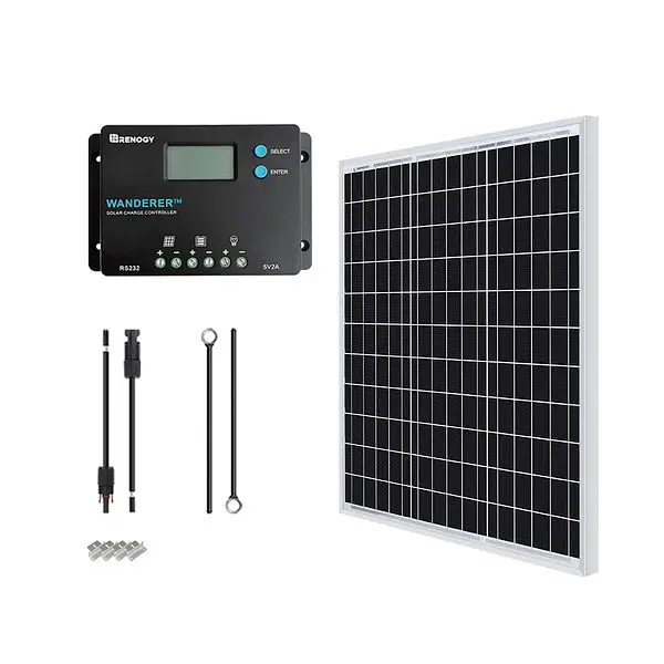 Renogy 50 Watt 12V Monocrystalline Starter Kit, RKIT50DST