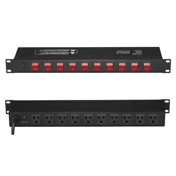 VEVOR 19" 1U PDU 10 Outlets Rack Mount Power Strip Surge Overload Preserveion, PDUDYB1UNEMAE4VKEV1