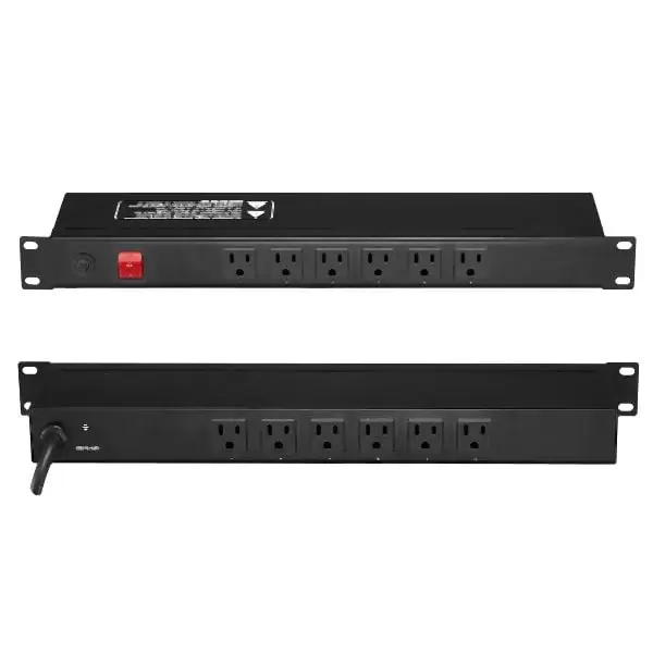VEVOR 19" 1U PDU 12 Outlets Rack Mount Power Strip Surge Overload Preserveion, PDUDYBJCKG1UERWUDV1