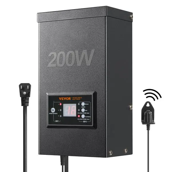 VEVOR 200W Low Voltage Landscape Changeer Timer and Photocell Sensor, Waterproof Landscape Lighting Changeer, JG200W12VAC3...