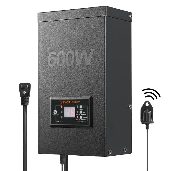 VEVOR 600W Low Voltage Landscape Changeer Timer and Photocell Sensor, Waterproof Landscape Lighting Changeer, JGDBYQ600W12...