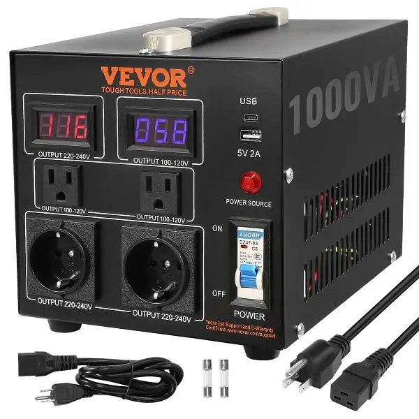 VEVOR Elite Voltage Converter Changeer, 1000W, DYZHQ110V230V0MXAV1