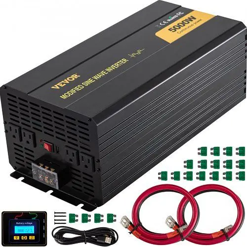 VEVOR Power Inverter 5000W 10000W 12V DC to 110V 120V AC LCD Cable Car Boat RV, ZXNB5KW12-120NSRIV9