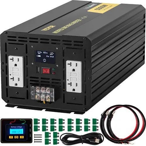VEVOR Power Inverter, 5000W Modified Sine Wave Inverter, DC 12V to AC 110V Car Converter, LCD Remote Regulationler, LED In...