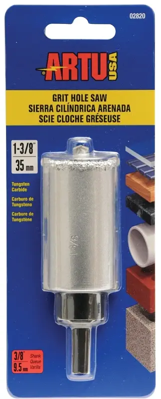 ARTU 02820 Hole Saw, 1-3/8 Dia, 2-1/4 D Cutting, 5/8-18 Arbor, Tungsten Carbide Cutting Edge