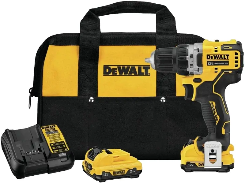 DEWALT DCD701F2 Drill Kit, Battery Included, 12 V, 2 Ah, 3/8 Chuck, Keyless Chuck