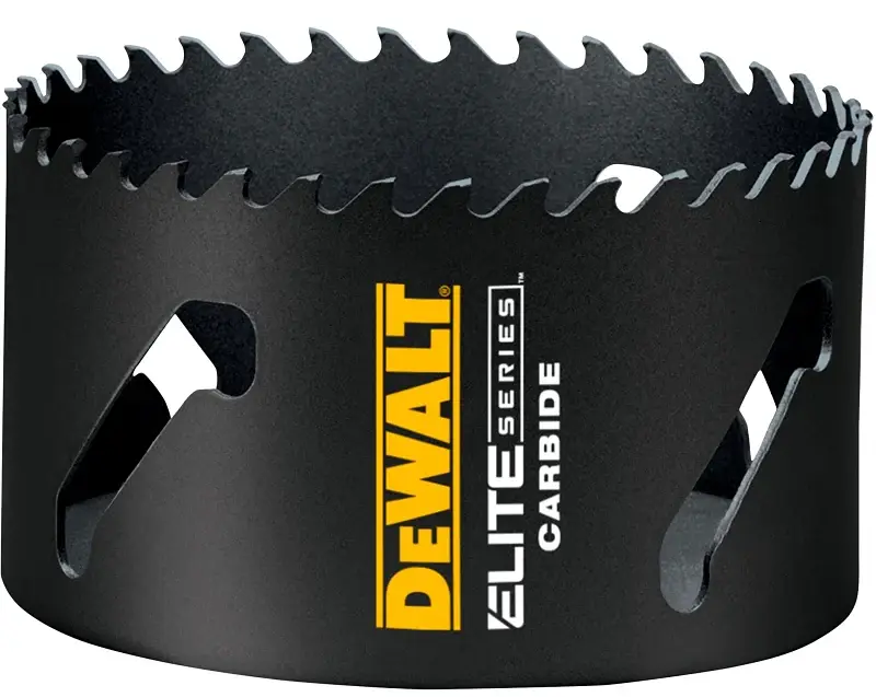 DEWALT ELITE Series DAH34 Hole Saw, 4 Dia, 1-3/4 D Cutting, 1/2 Arbor, 3 TPI, Carbide Cutting Edge