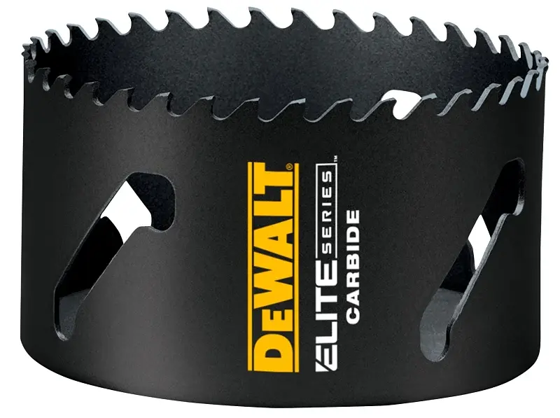 DEWALT ELITE Series DAH3412 Hole Saw, 4-1/2 Dia, 1-3/4 D Cutting, 1/2 Arbor, 3 TPI, Carbide Cutting Edge