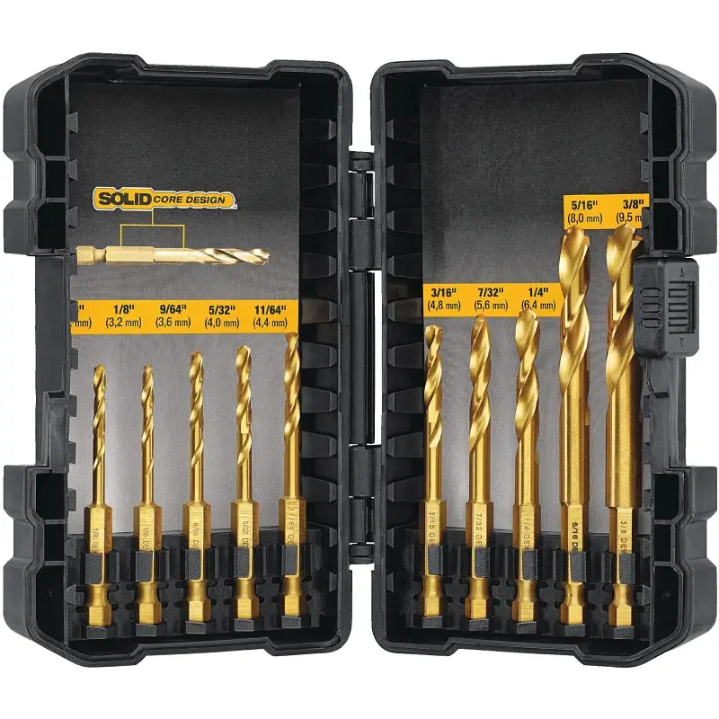 DEWALT IMPACT READY Series DD5160 Jobber Length Drill Bit Set, 10-Piece, Titanium-alloy