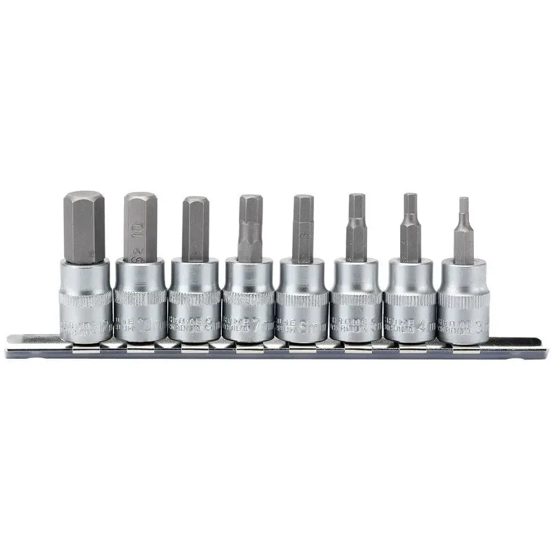 Draper D-HEX/8/55 Metric Hex. Socket Bit Adjust, 3/8" Sq. Dr., 48mm (8 Piece) - (16285)