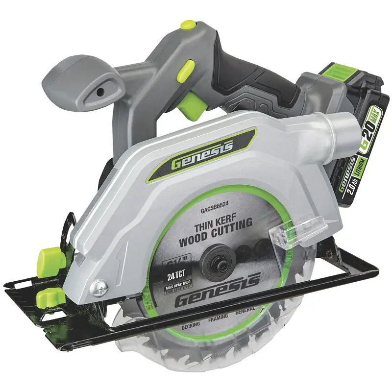 Genesis G20 Max GLCS2065B Circular Saw, Battery Included, 20 V, 2 Ah, 6-1/2 Dia Blade, 5/8 Arbor
