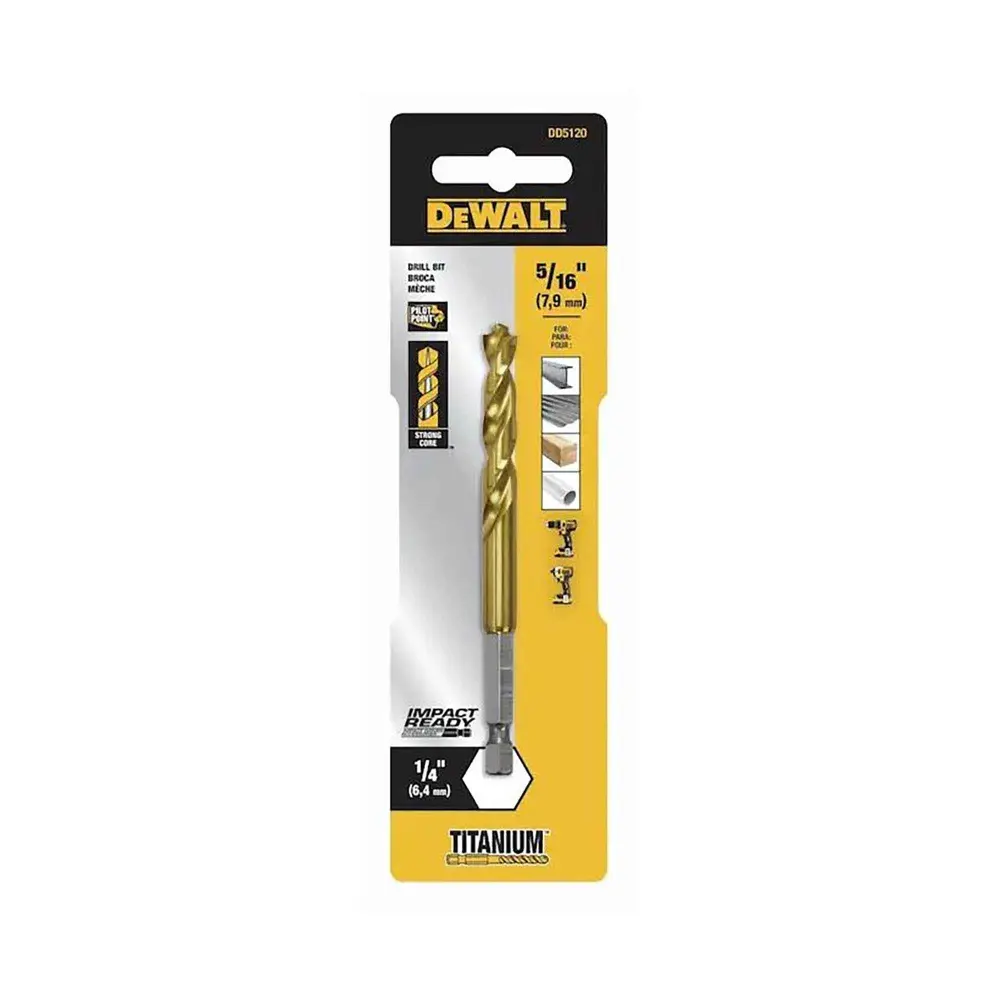 Impact Ready Durable alloy Nitride Coated Drill Bit, 5/16"