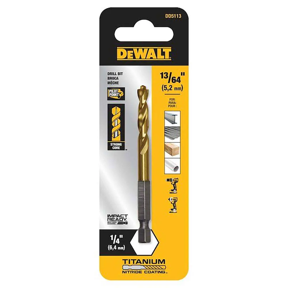Impact Ready Titanium-alloy Nitride Coated Drill Bit, 13/64"