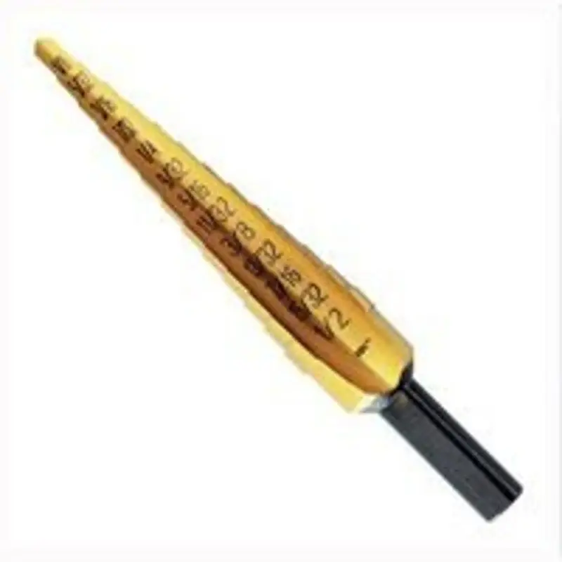 Irwin Unibit 15101ZR Step Drill Bit, 1/8 to 1/2 Dia, 3-1/4 OAL, 1-Flute, 1/4 Dia Shank, Hex Shank