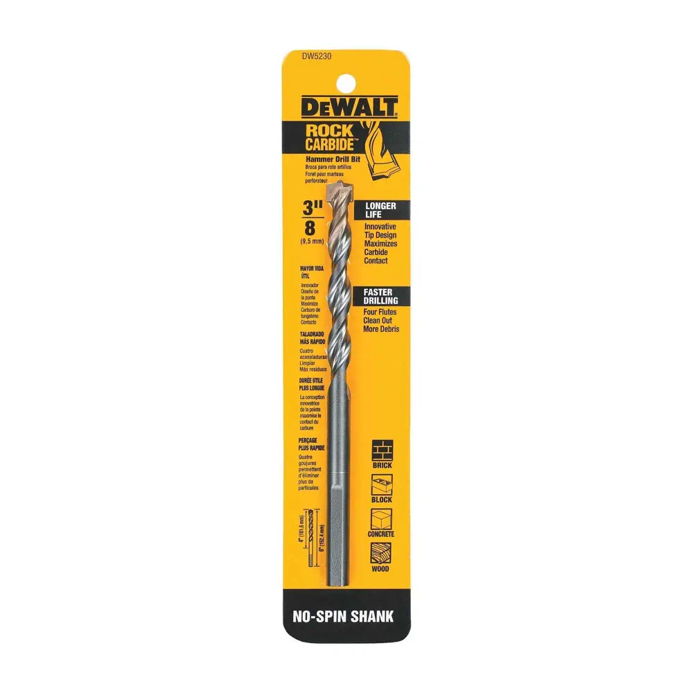 Rock Carbide Tipped Impact Drill Bit, 3/8" x 4'' x 6"