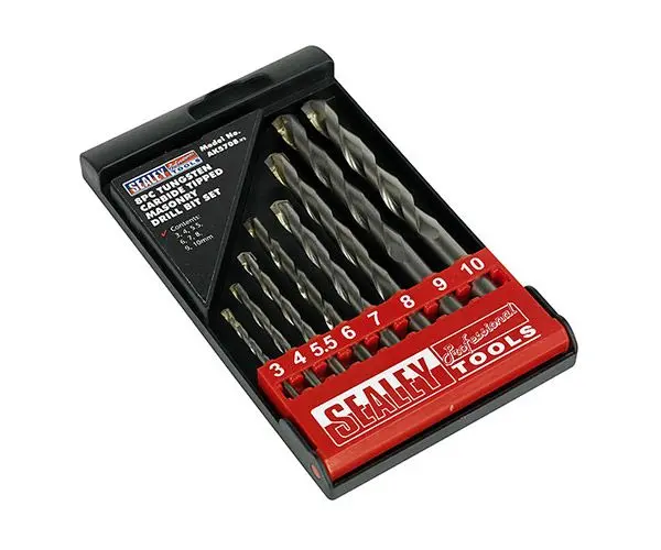 Sealey AK5708 Tungsten Carbide Tipped Masonry Drill Bit Place 8pc - Drill Bits & Sets