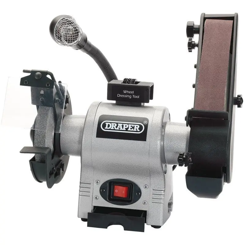 Draper GD650A Bench Grinder Sanding Belt and Worklight, 150mm, 370W