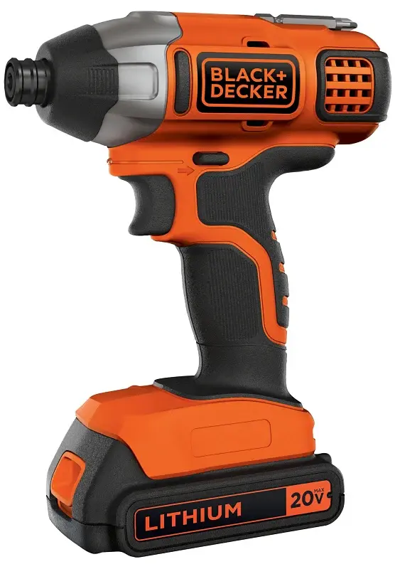 Black+Decker BDCI20C Impact Driver, Battery Included, 20 V, 1.5 Ah, 1/4 Drive, Hex Drive, 3900 ipm | Cordless | Lightweight